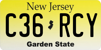 NJ license plate C36RCY