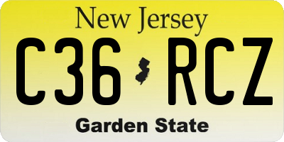 NJ license plate C36RCZ