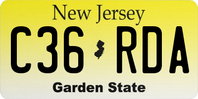 NJ license plate C36RDA