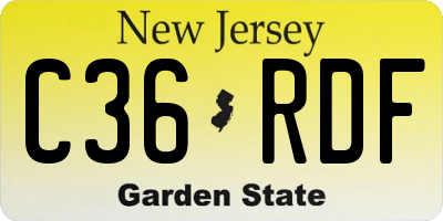 NJ license plate C36RDF