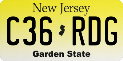 NJ license plate C36RDG