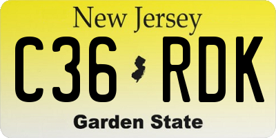 NJ license plate C36RDK