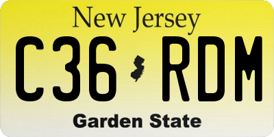 NJ license plate C36RDM