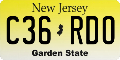 NJ license plate C36RDO