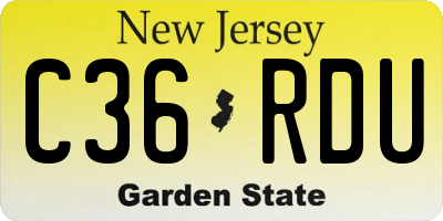 NJ license plate C36RDU