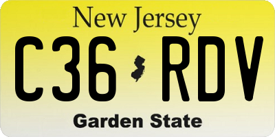 NJ license plate C36RDV