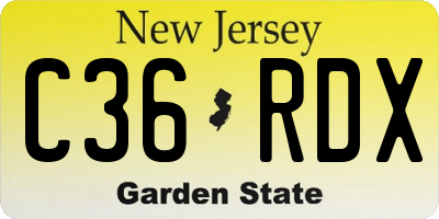 NJ license plate C36RDX