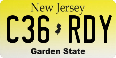 NJ license plate C36RDY