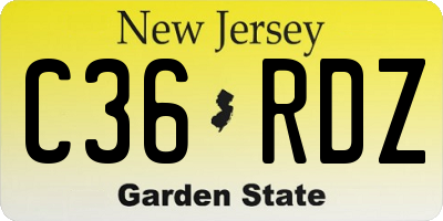 NJ license plate C36RDZ