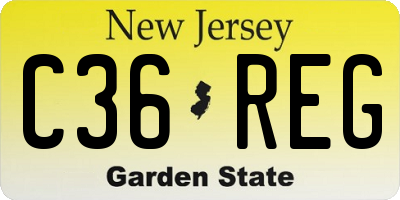 NJ license plate C36REG