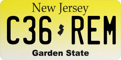 NJ license plate C36REM