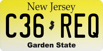 NJ license plate C36REQ