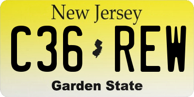 NJ license plate C36REW