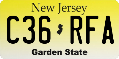 NJ license plate C36RFA