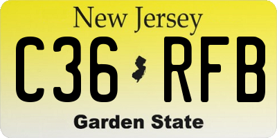 NJ license plate C36RFB