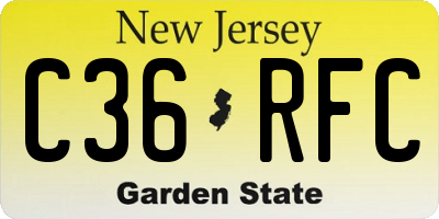 NJ license plate C36RFC