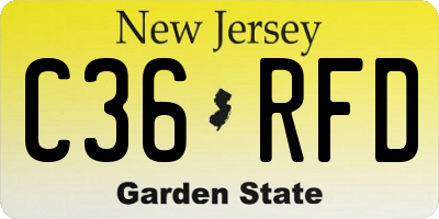 NJ license plate C36RFD
