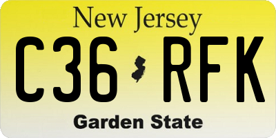 NJ license plate C36RFK