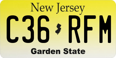 NJ license plate C36RFM