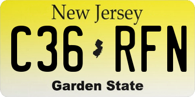 NJ license plate C36RFN