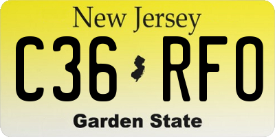 NJ license plate C36RFO