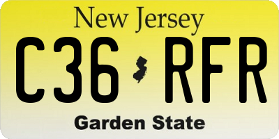 NJ license plate C36RFR
