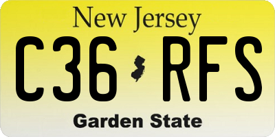 NJ license plate C36RFS