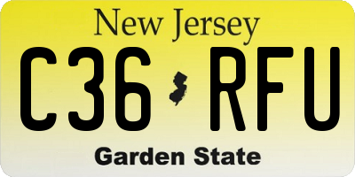 NJ license plate C36RFU