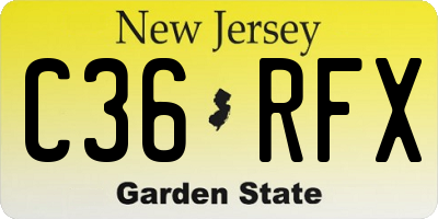 NJ license plate C36RFX