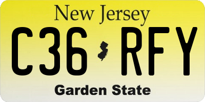 NJ license plate C36RFY