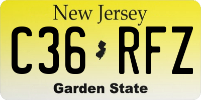 NJ license plate C36RFZ