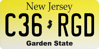 NJ license plate C36RGD