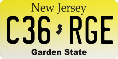 NJ license plate C36RGE