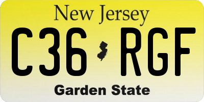 NJ license plate C36RGF