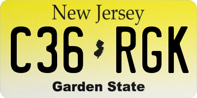 NJ license plate C36RGK