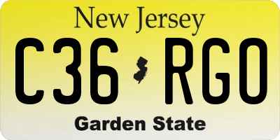 NJ license plate C36RGO