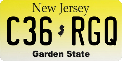 NJ license plate C36RGQ