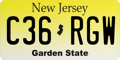 NJ license plate C36RGW
