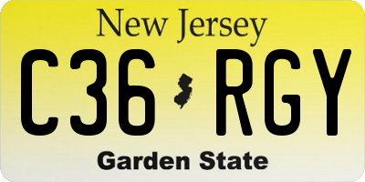 NJ license plate C36RGY