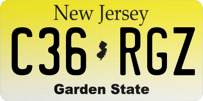 NJ license plate C36RGZ