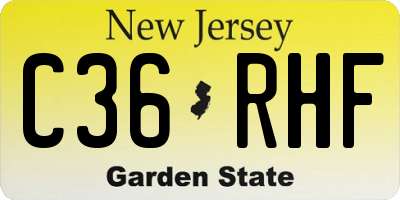 NJ license plate C36RHF