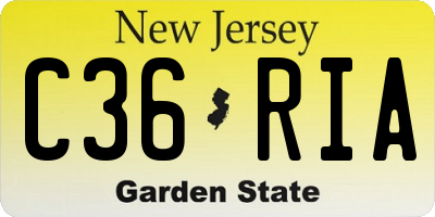 NJ license plate C36RIA