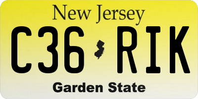 NJ license plate C36RIK