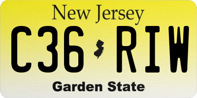 NJ license plate C36RIW