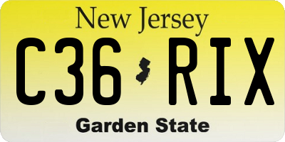 NJ license plate C36RIX