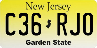 NJ license plate C36RJO