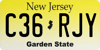 NJ license plate C36RJY