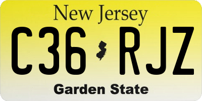 NJ license plate C36RJZ