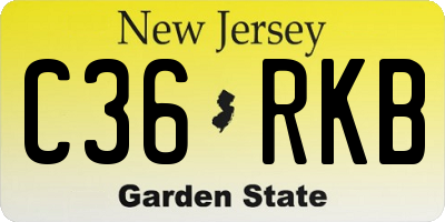 NJ license plate C36RKB