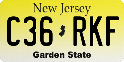 NJ license plate C36RKF